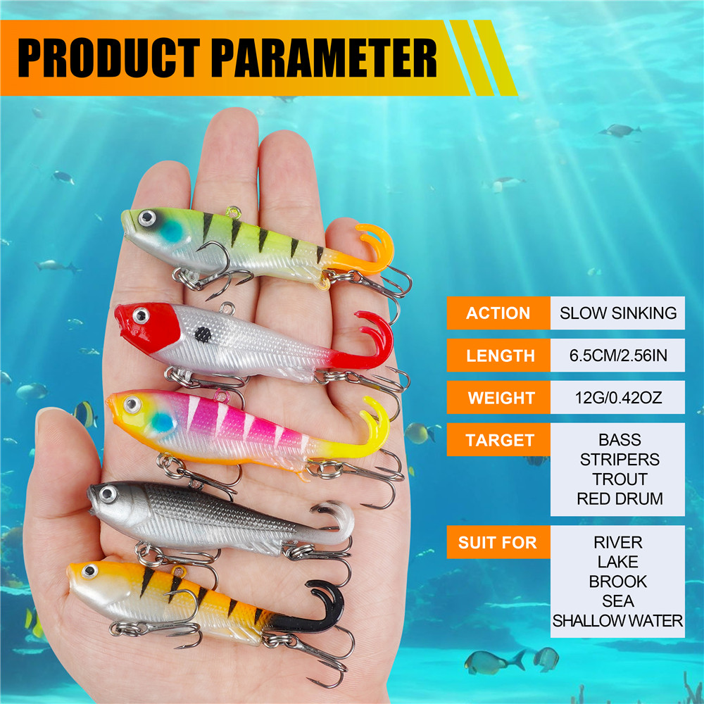 5 قطعة رأس تهزهز متذبذب مسبقًا - مراجعة Fishing Lure Swimbait وسعره