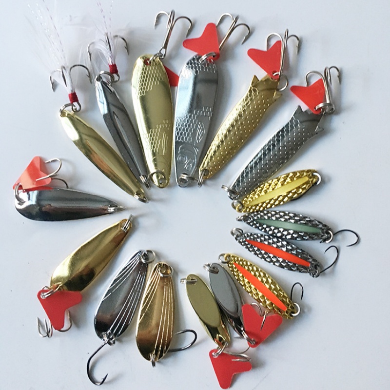 طقم طُعم صيد السمك 16 قطعة، طُ - مراجعة Fishing Lure Spoon وسعره